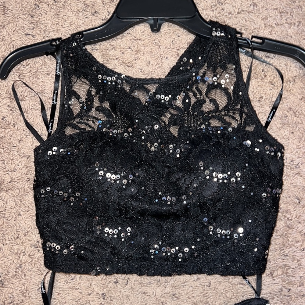 Xtraordinary Black Lace Sequin Two-Piece Prom Dress - Picture 2 of 4